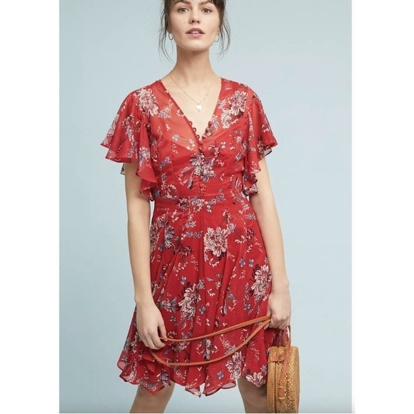 Dresses & Skirts - Ranna Gil Keira Floral Dress in Red Size XSP